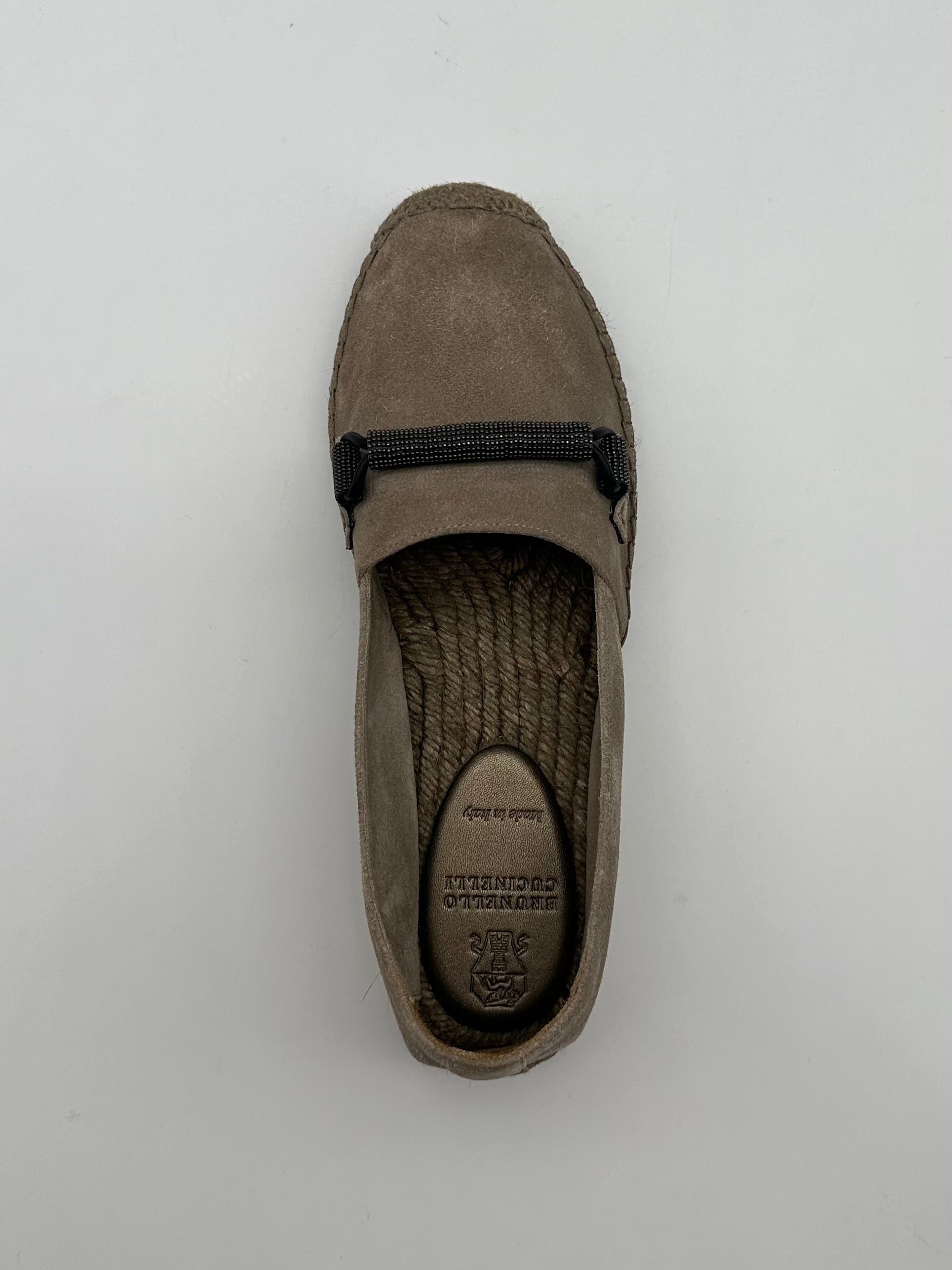 Brown Suede Espadrilles With Decorative Technical Lace
