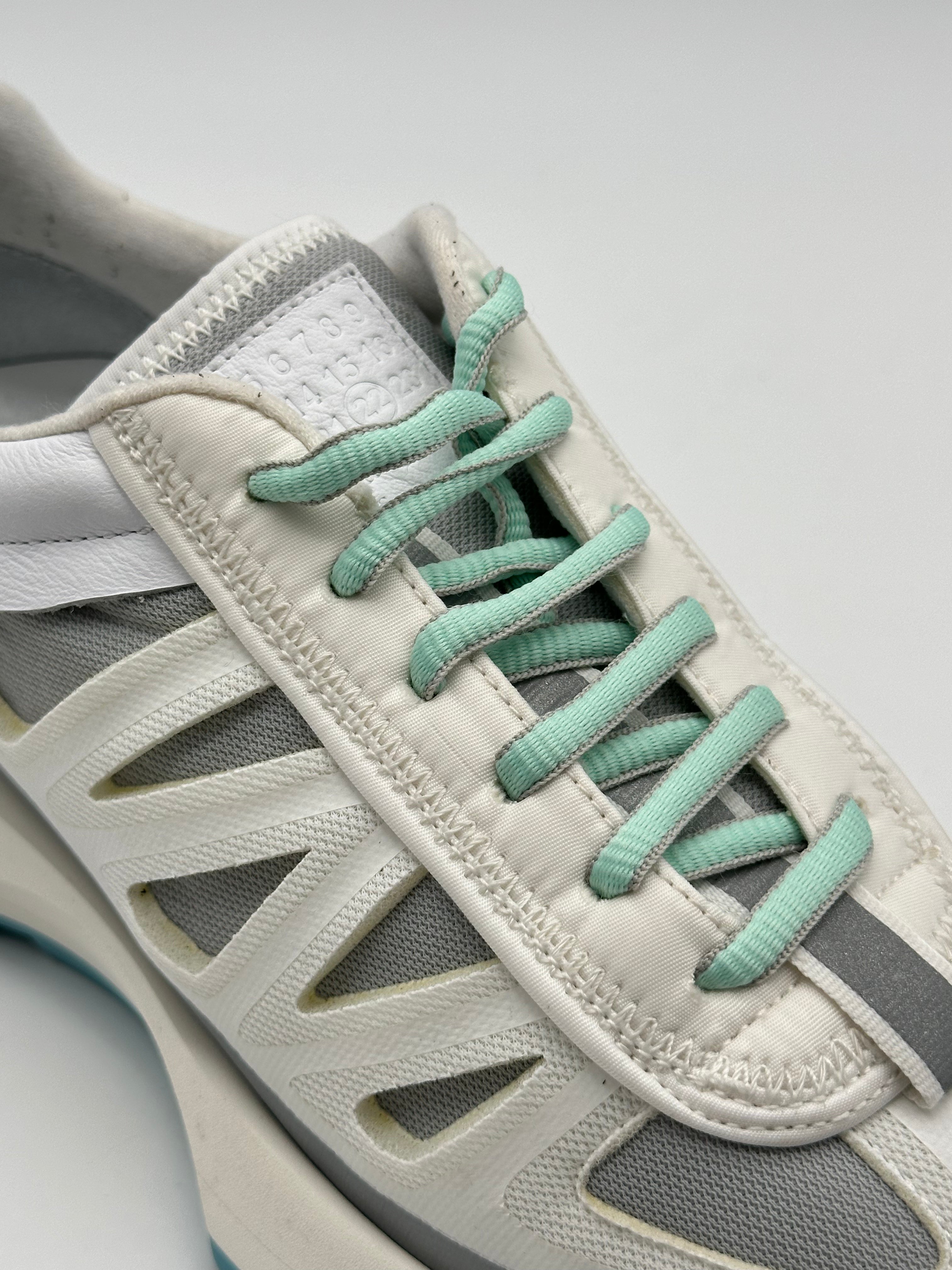 Sneaker Running Style Multimateriale Con Suola Chunky Bianco/Azzurro