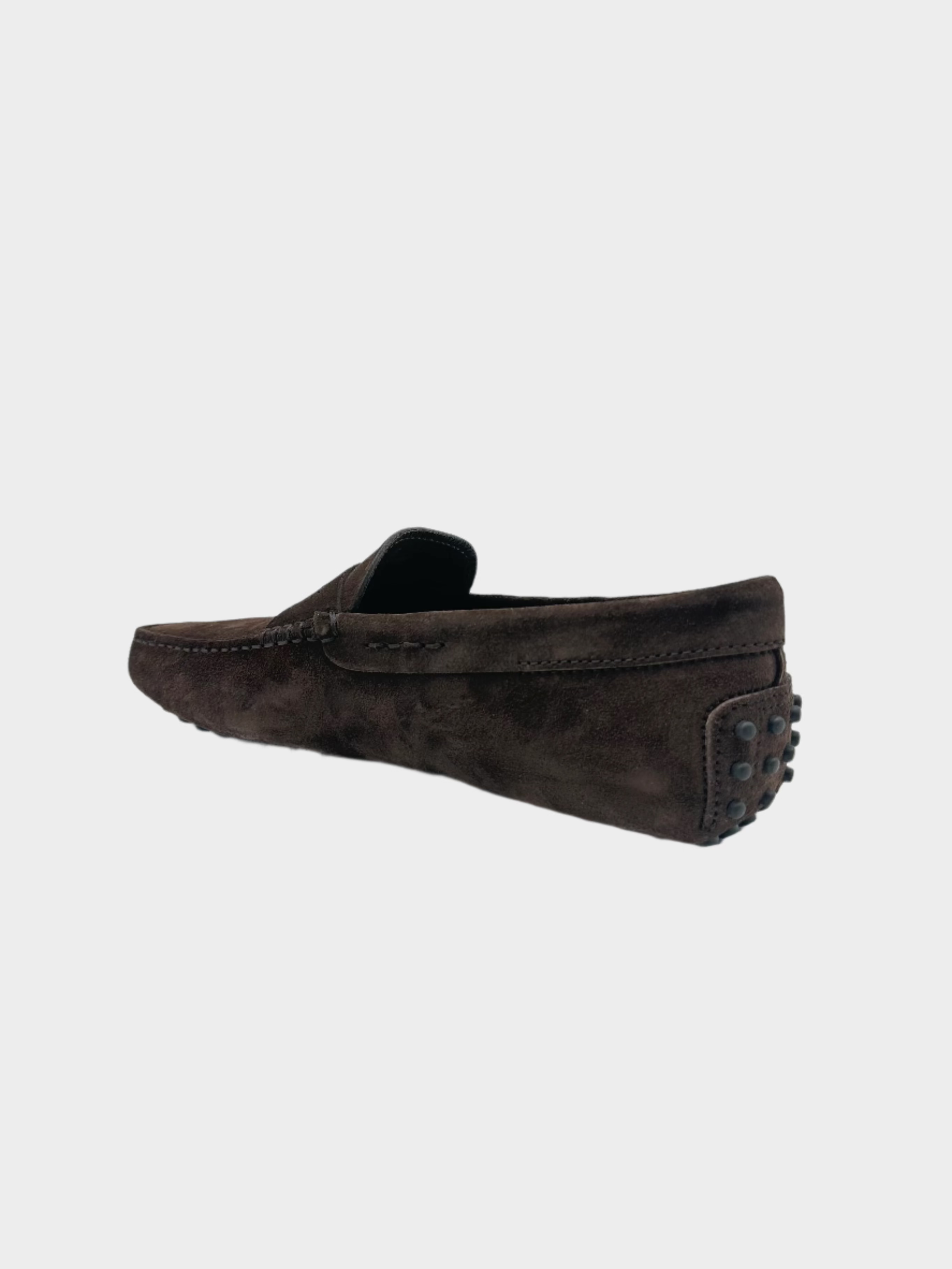 Mocassino In Pelle Scamosciata Marrone Con Gommini