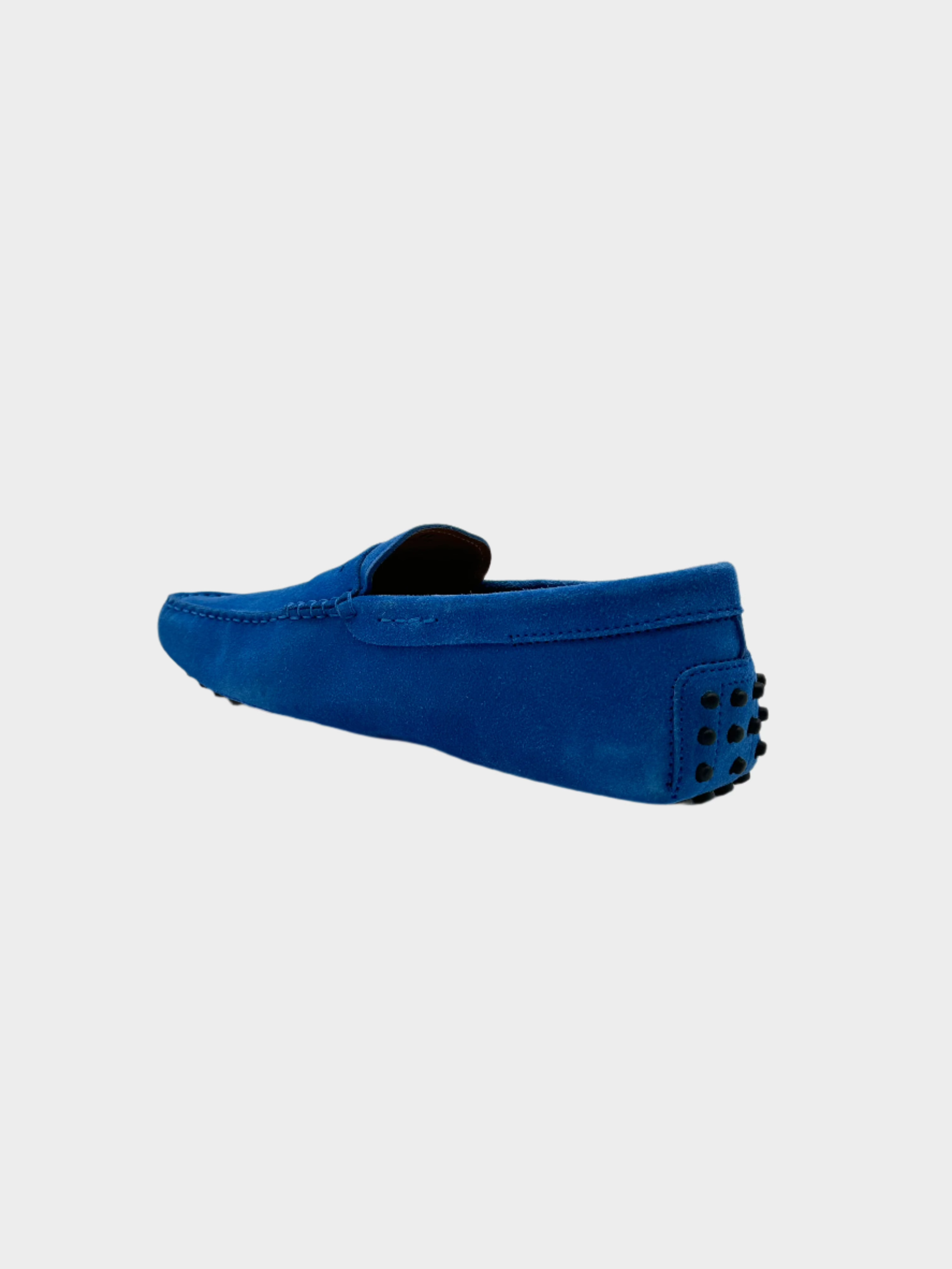 Mocassino In Pelle Scamosciata Bluette Chiaro Con Gommini