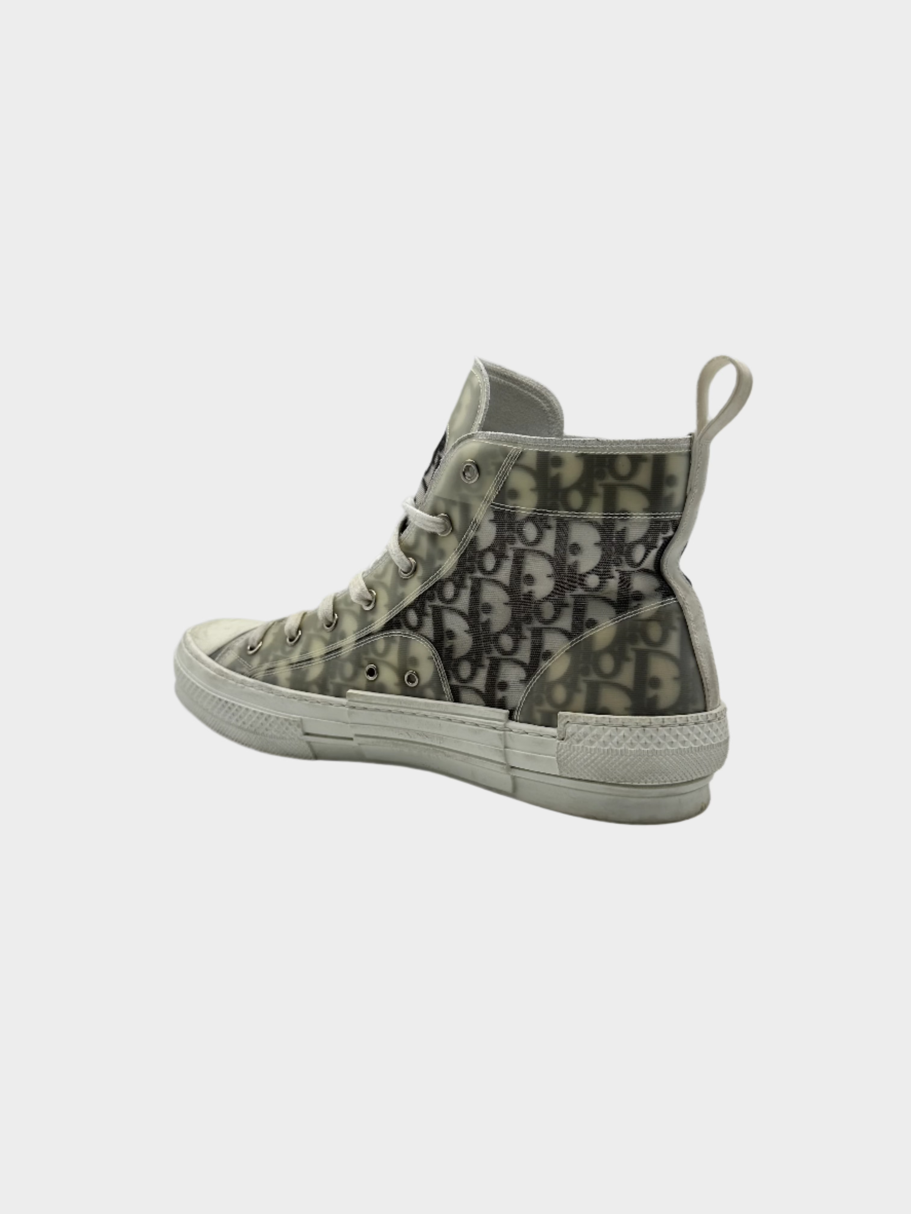 Sneakers Alte Dior B23 In Tela Trasparente Con Monogramma Grigio