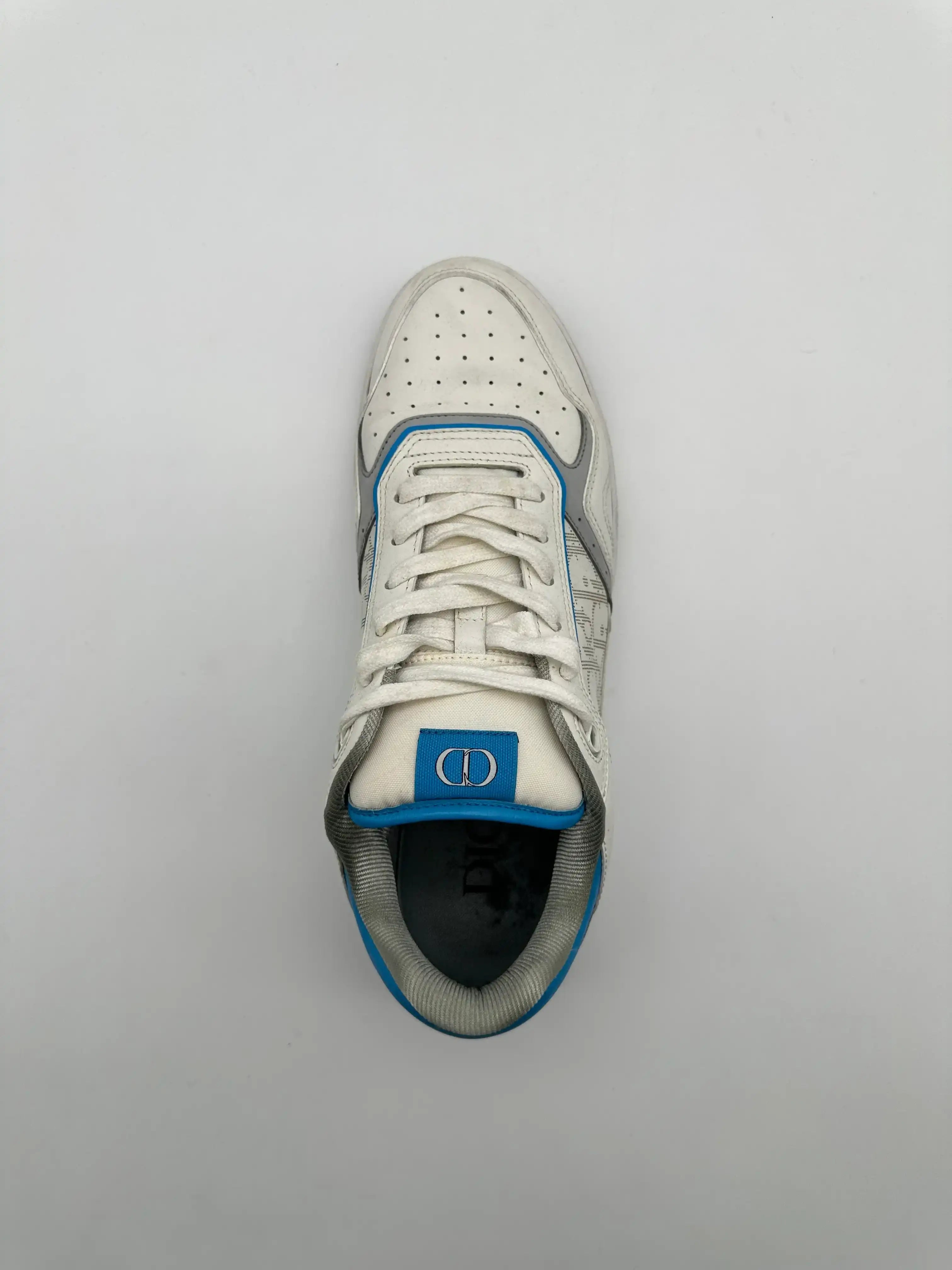 Sneakers B27 Low-Top Bianco Con Dettagli Azzurri