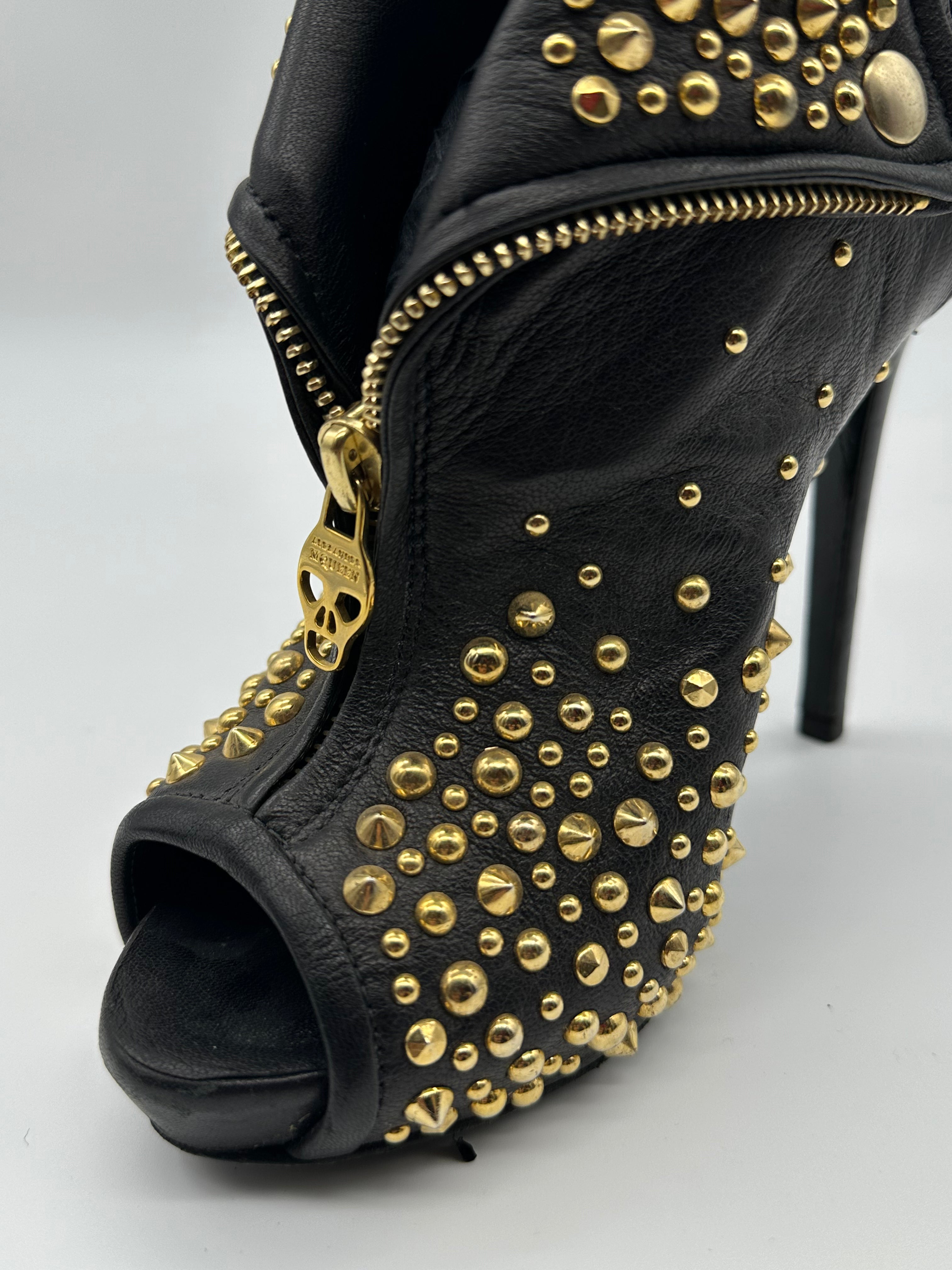 Studded Leather Ankle Heels