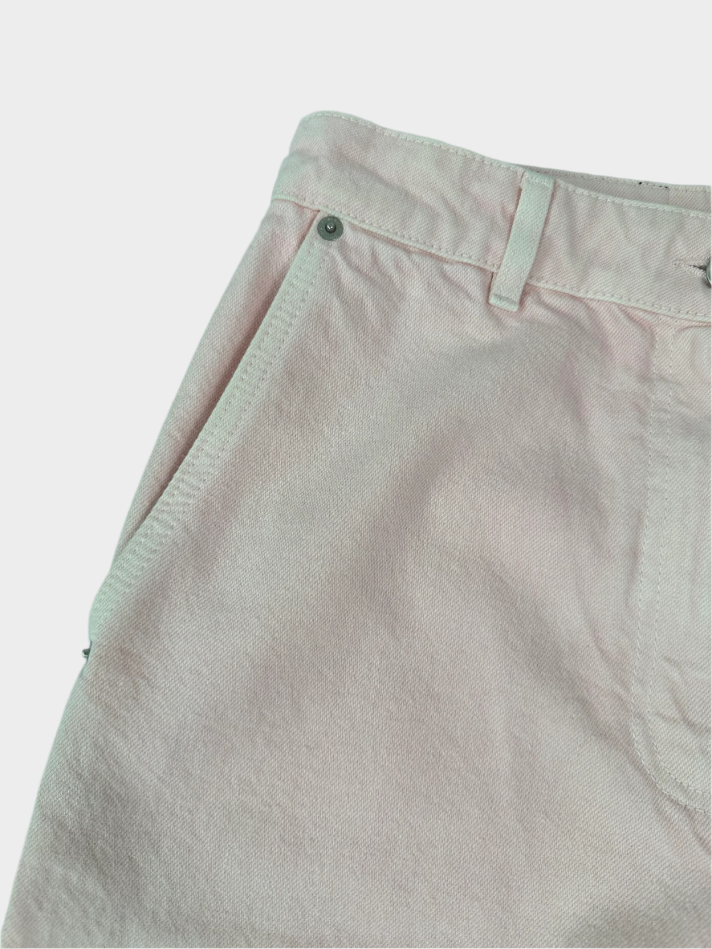 Pantaloni Rosa Chiaro In Denim Effetto Delavé