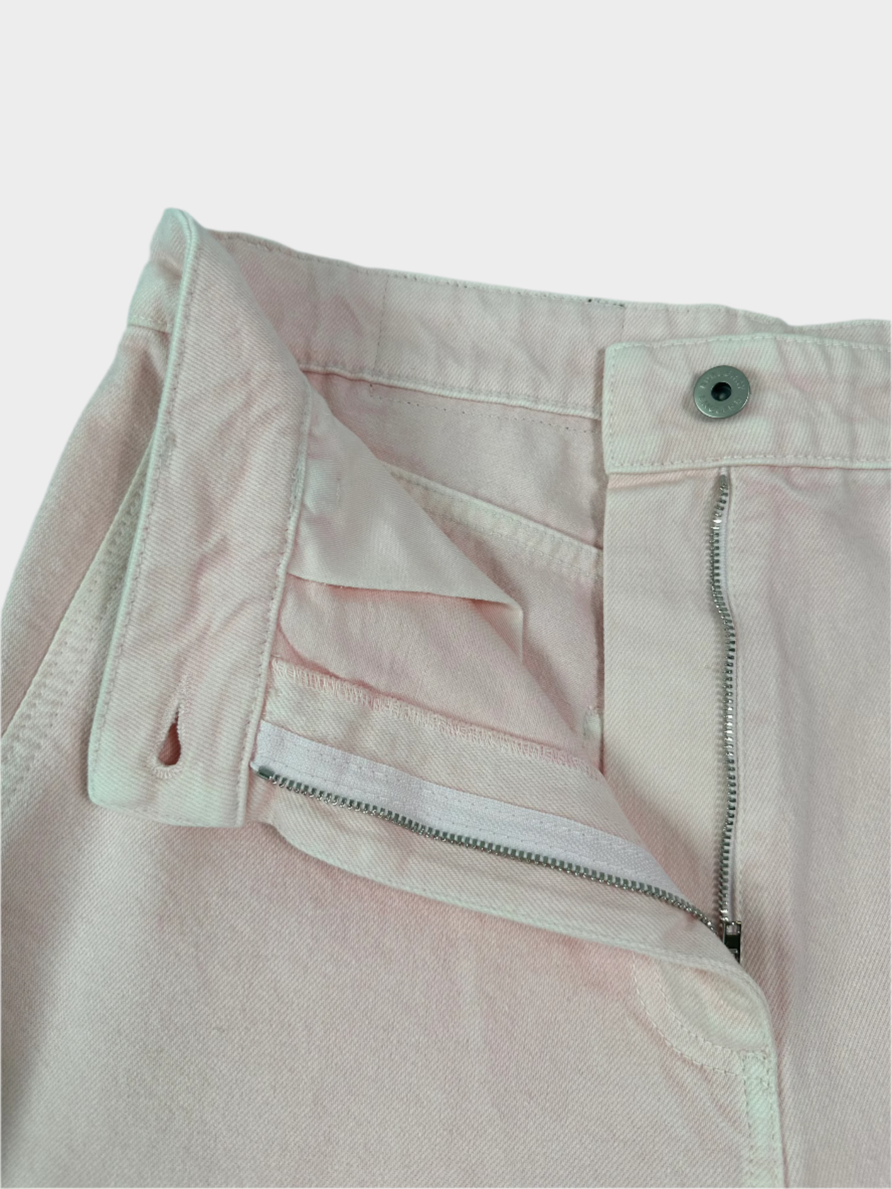 Pantaloni Rosa Chiaro In Denim Effetto Delavé