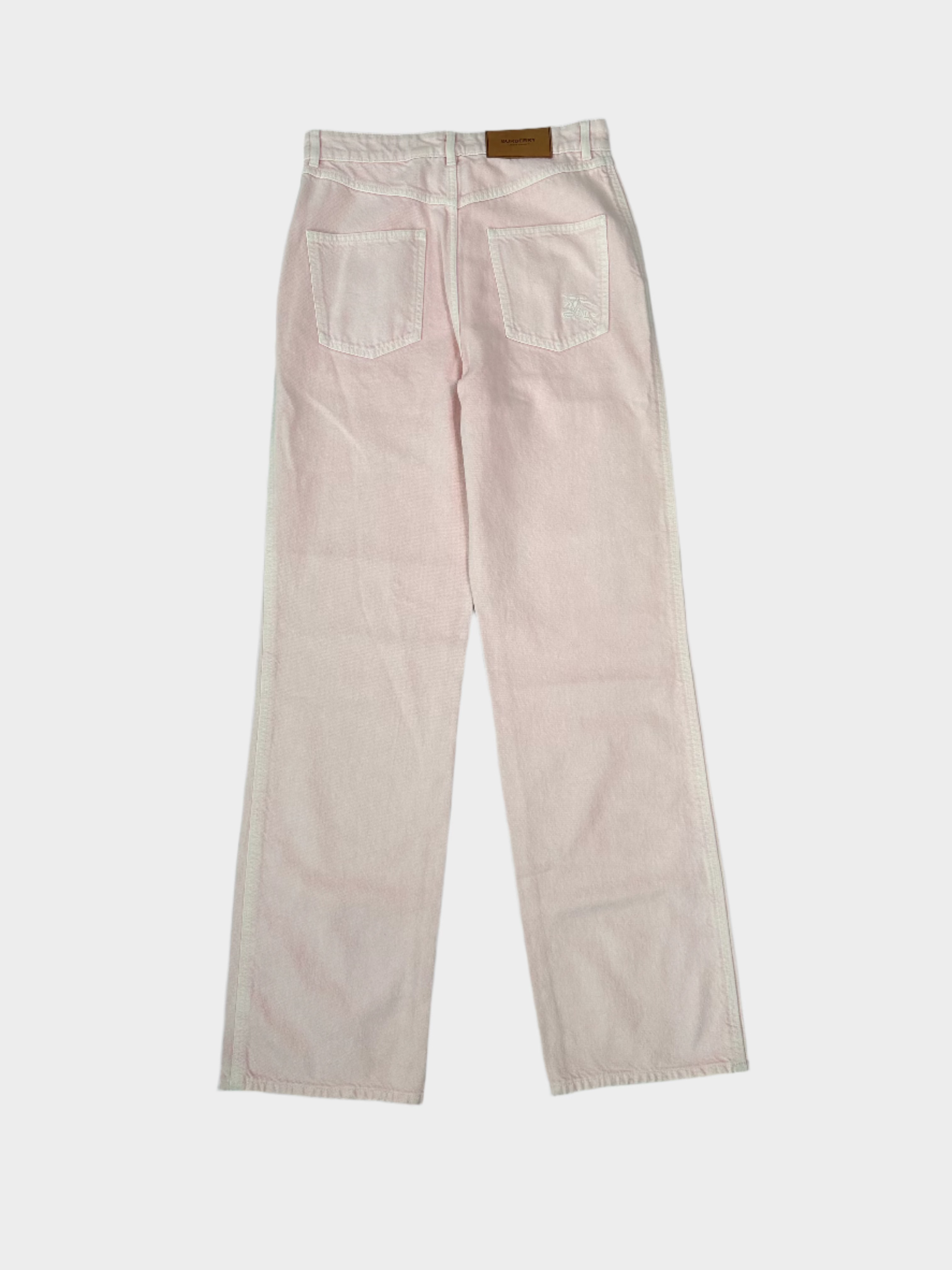 Pantaloni Rosa Chiaro In Denim Effetto Delavé