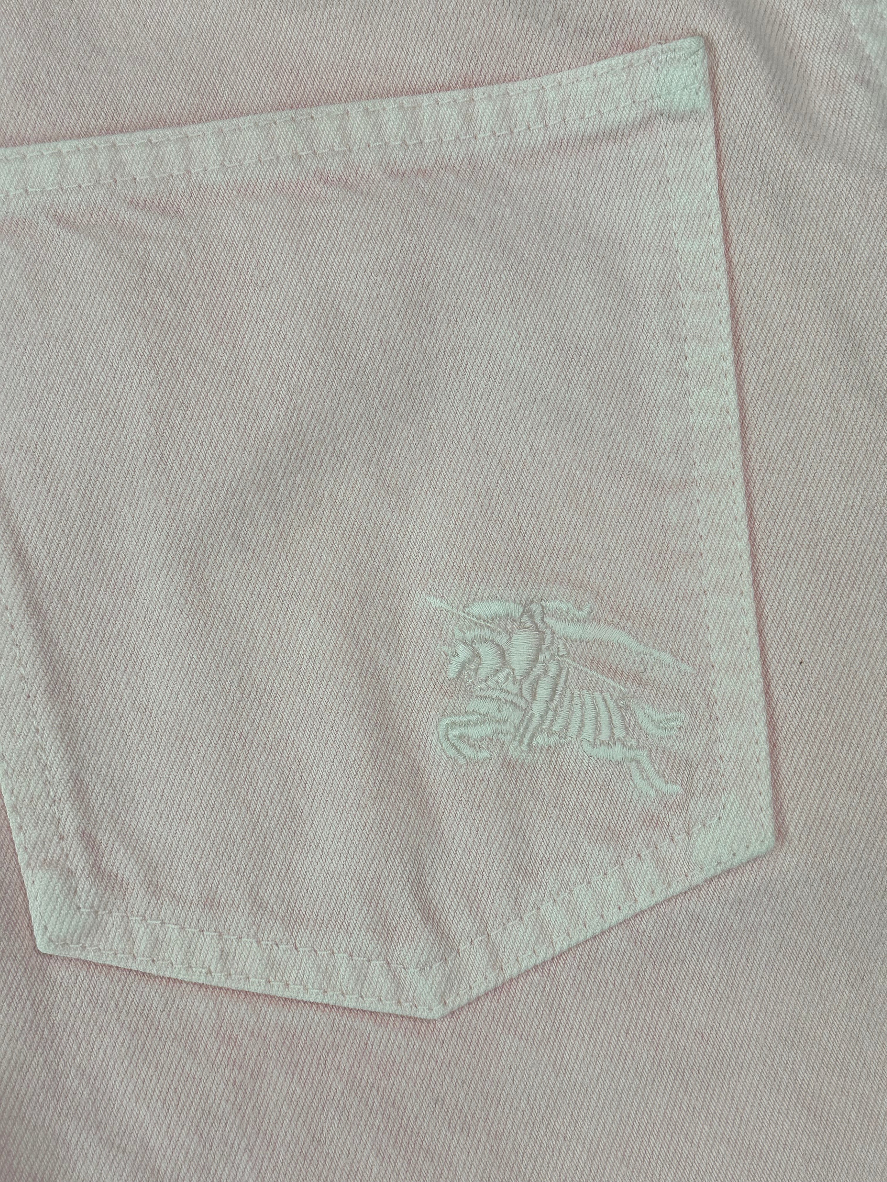 Pantaloni Rosa Chiaro In Denim Effetto Delavé