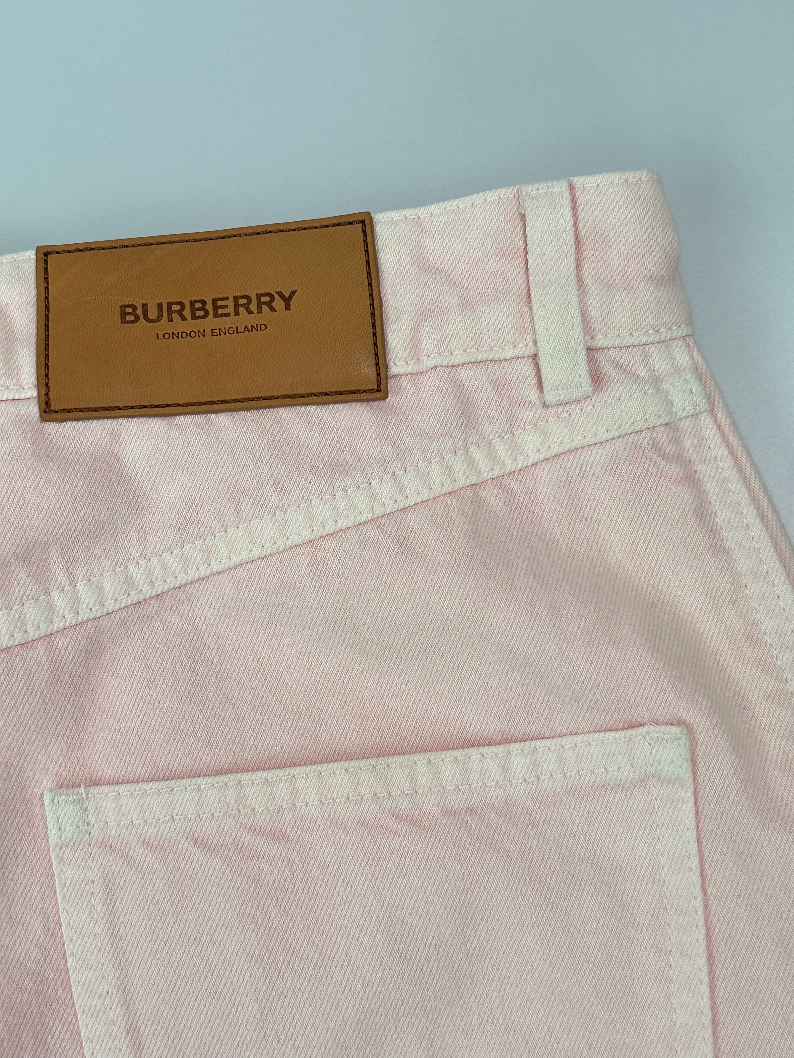 Pantaloni Rosa Chiaro In Denim Effetto Delavé