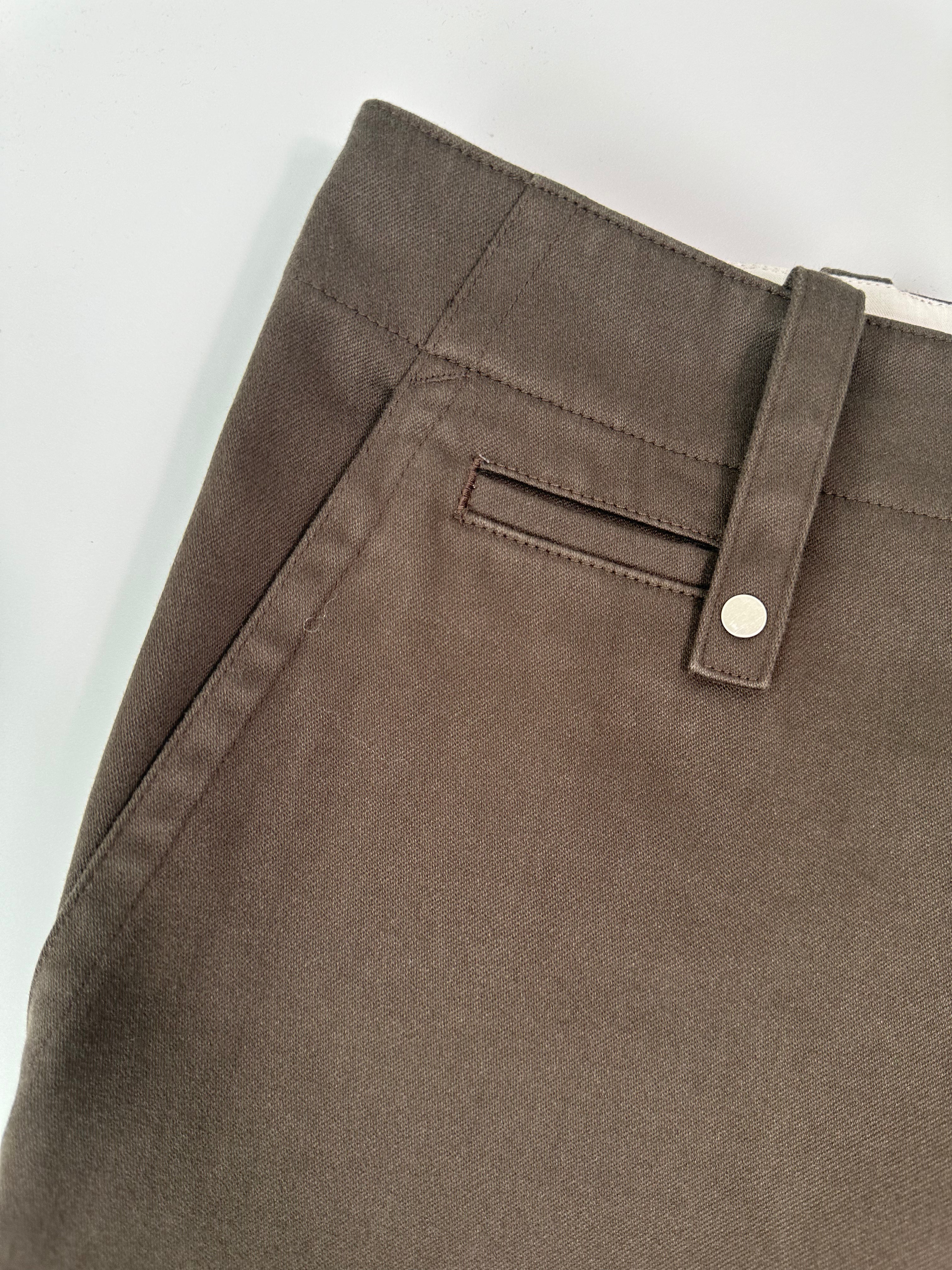 Pantaloni Marroni In Cotone Con Gamba Dritta