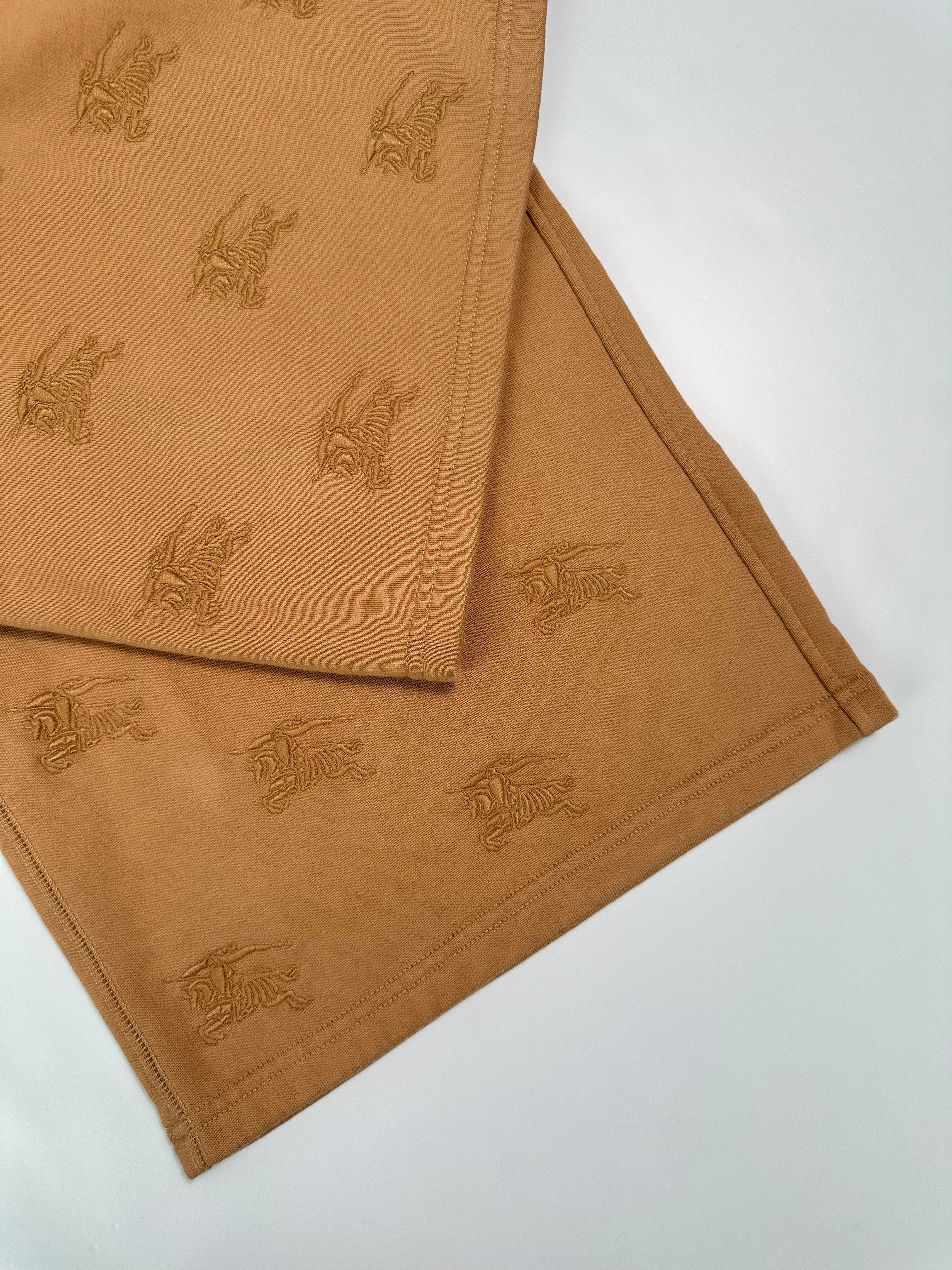 Pantaloni Tuta Cammello Con Logo Ricamato All-Over