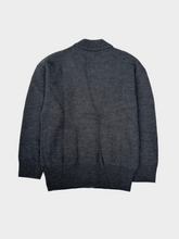 Dark Grey Melange Wool Knit Cardigan -  | dBlank