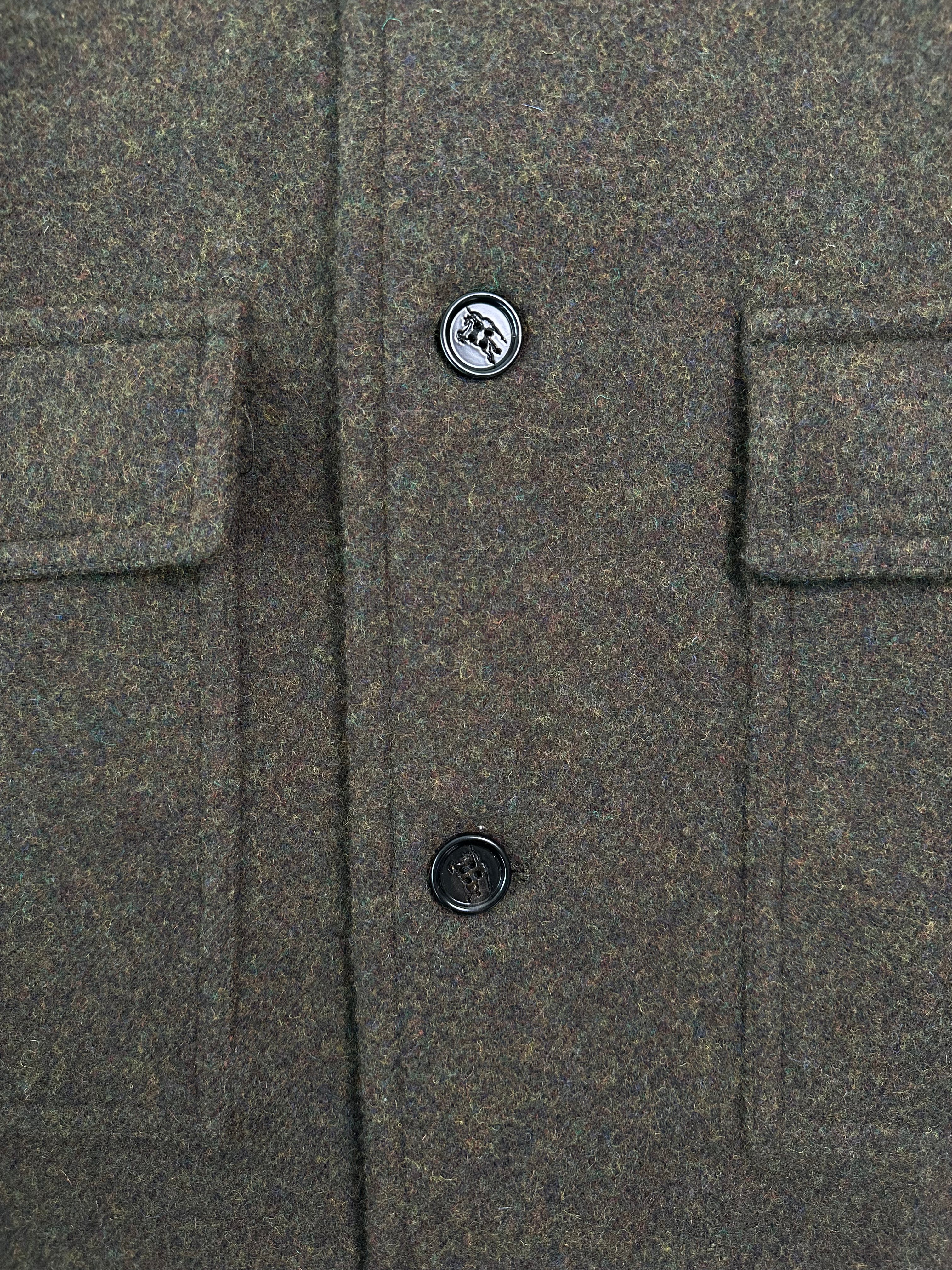 Cappotto In Lana Con Cappuccio E Tasche Frontali Verde Oliva