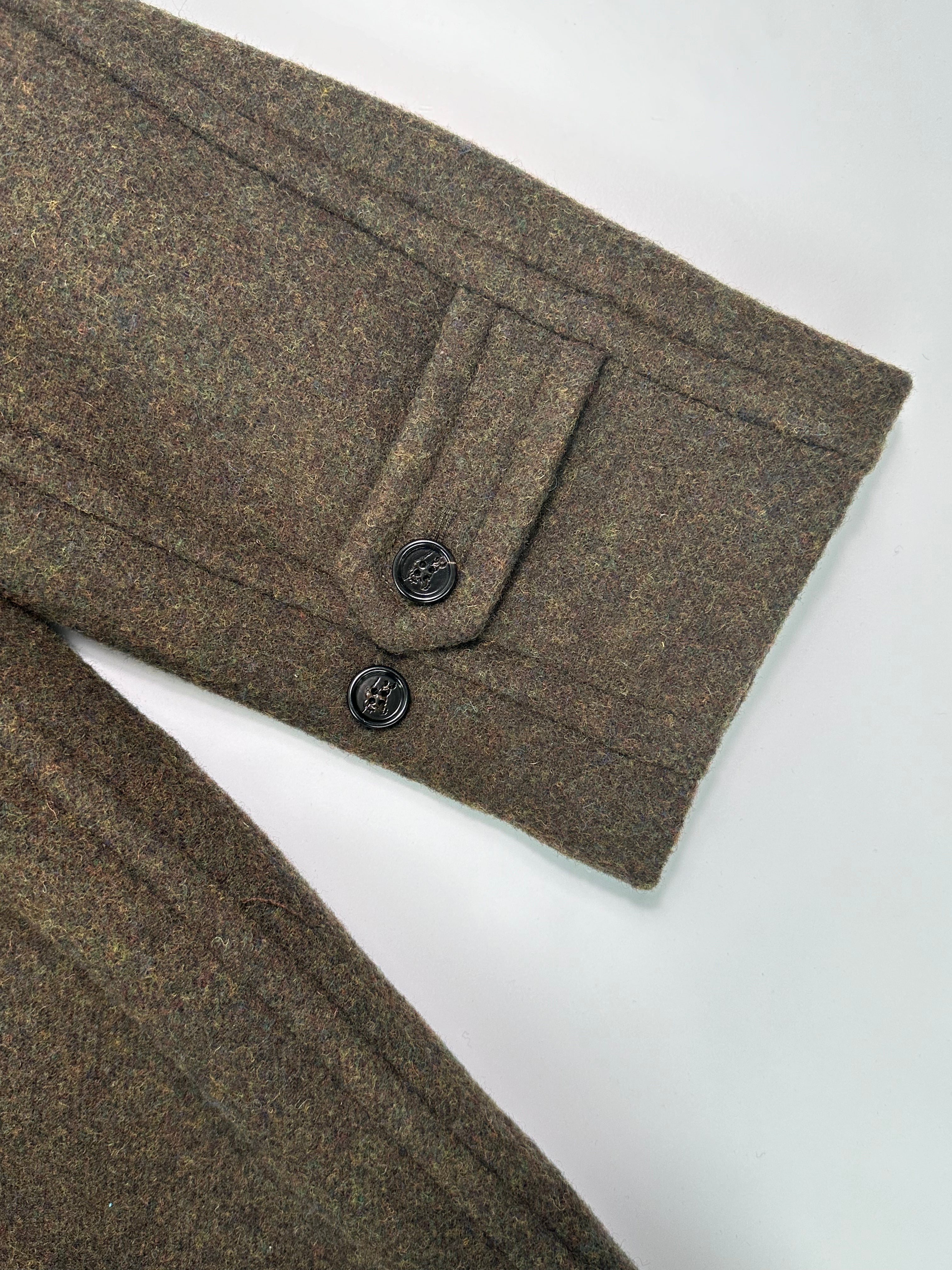 Cappotto In Lana Con Cappuccio E Tasche Frontali Verde Oliva