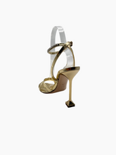 Gold High Heel Sandal with Crystal Strap -  | dBlank