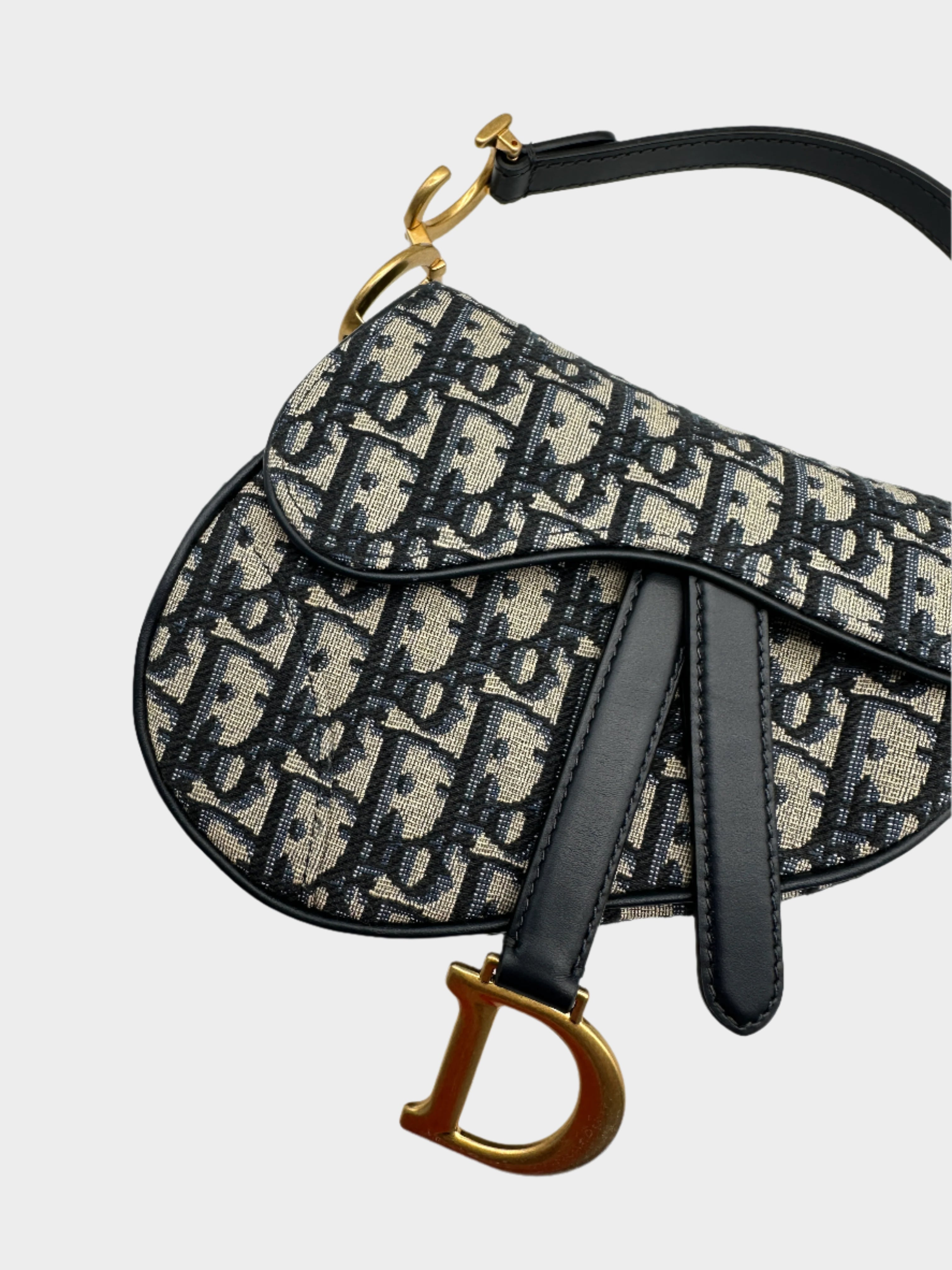 Borsa Saddle Piccola In Jacquard Oblique Blu