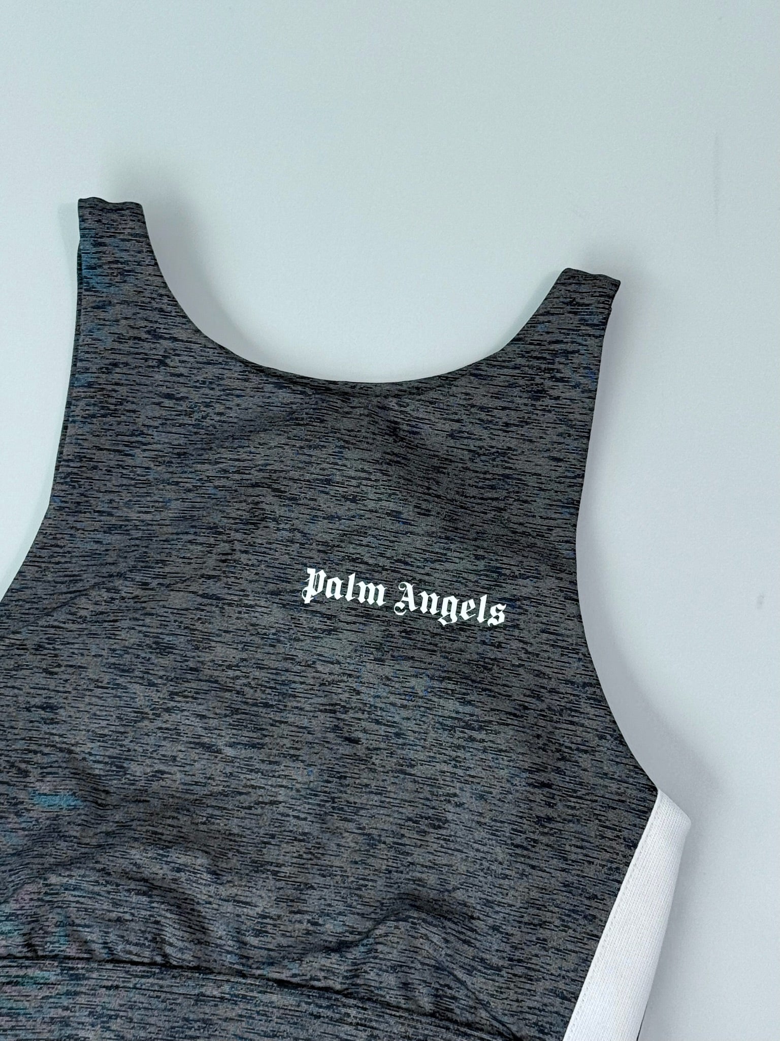 Grey Melange Sports Top With White Logo