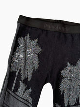 Black Leggings With Inlaid Palm Trees -  | dBlank