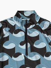 Top A Maniche Lunghe Con Zip E Stampa Waves Grigio Scuro -  | dBlank