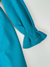 Turquoise Long-Sleeved Dress with Pleats -  | dBlank