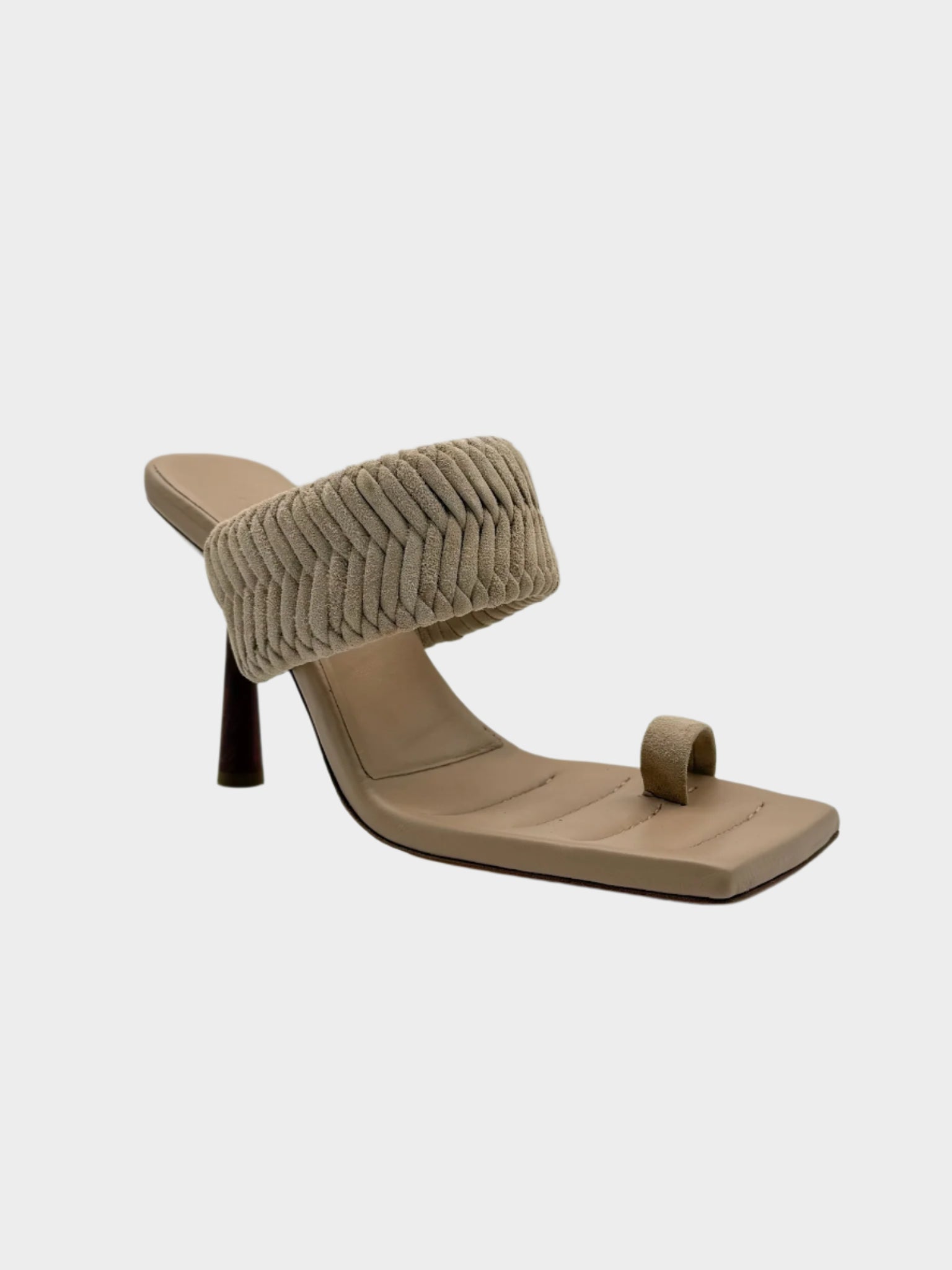 Sandalo Beige Con Fascia Intrecciata