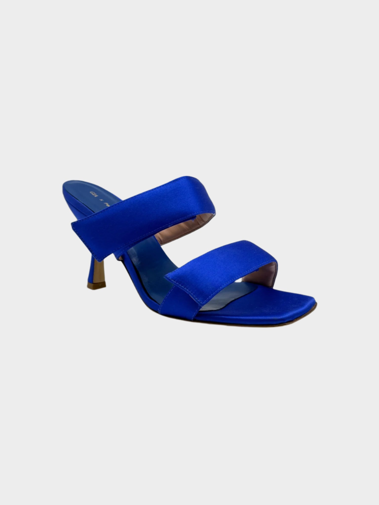 Sandalo Blu In Raso Con Doppia Fascia