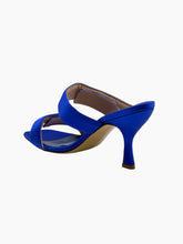 Blue Satin Sandal With Double Band -  | dBlank