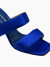 Blue Satin Sandal With Double Band -  | dBlank