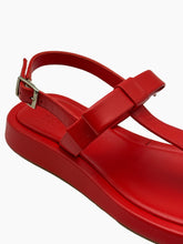 Red Leather Sandals with Bow -  | dBlank