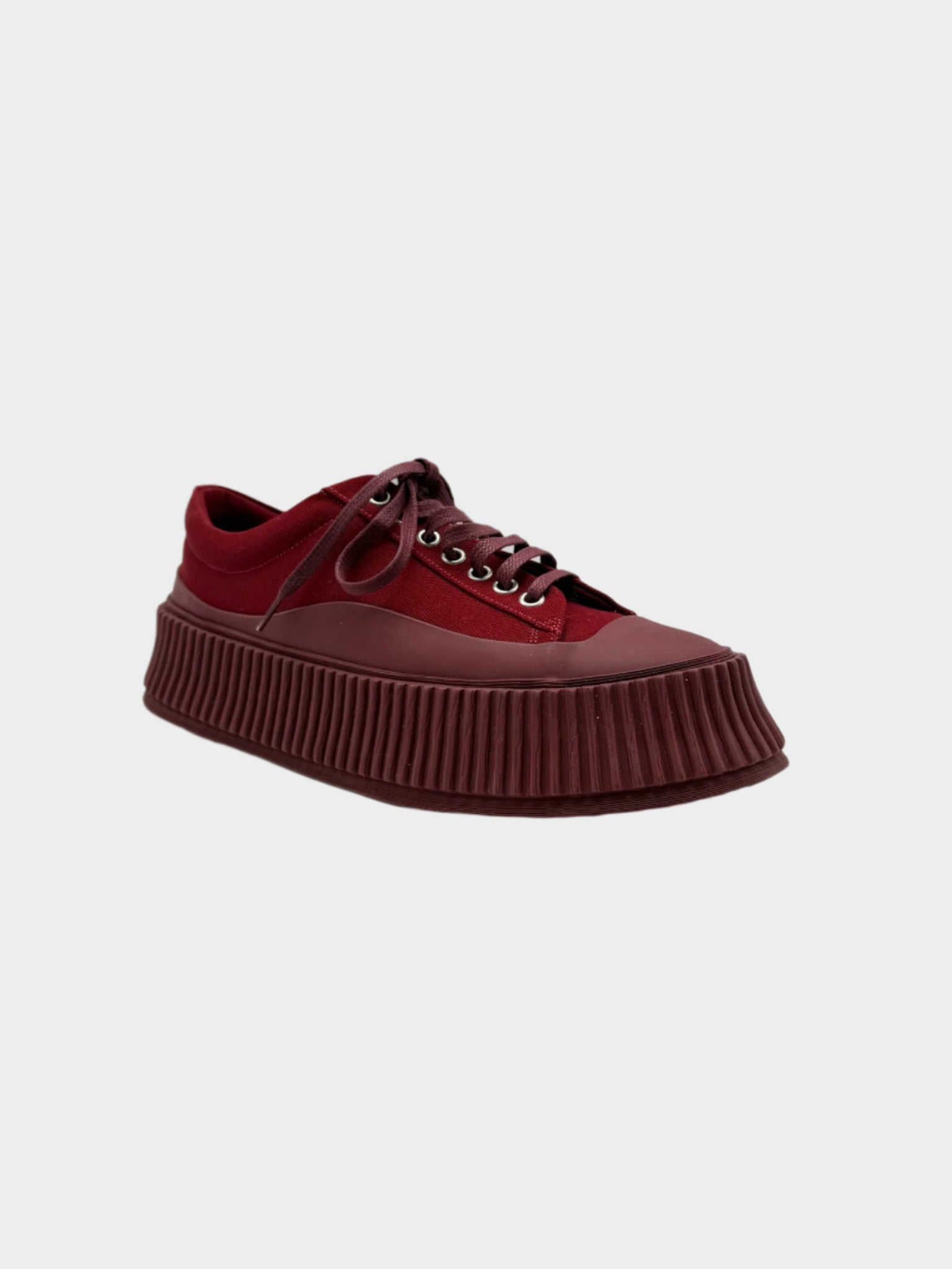 Sneaker Bordeaux In Tela Con Suola Alta
