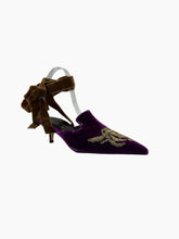 Purple Velvet Mules with Embroidery -  | dBlank
