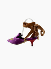 Purple Velvet Mules with Embroidery -  | dBlank