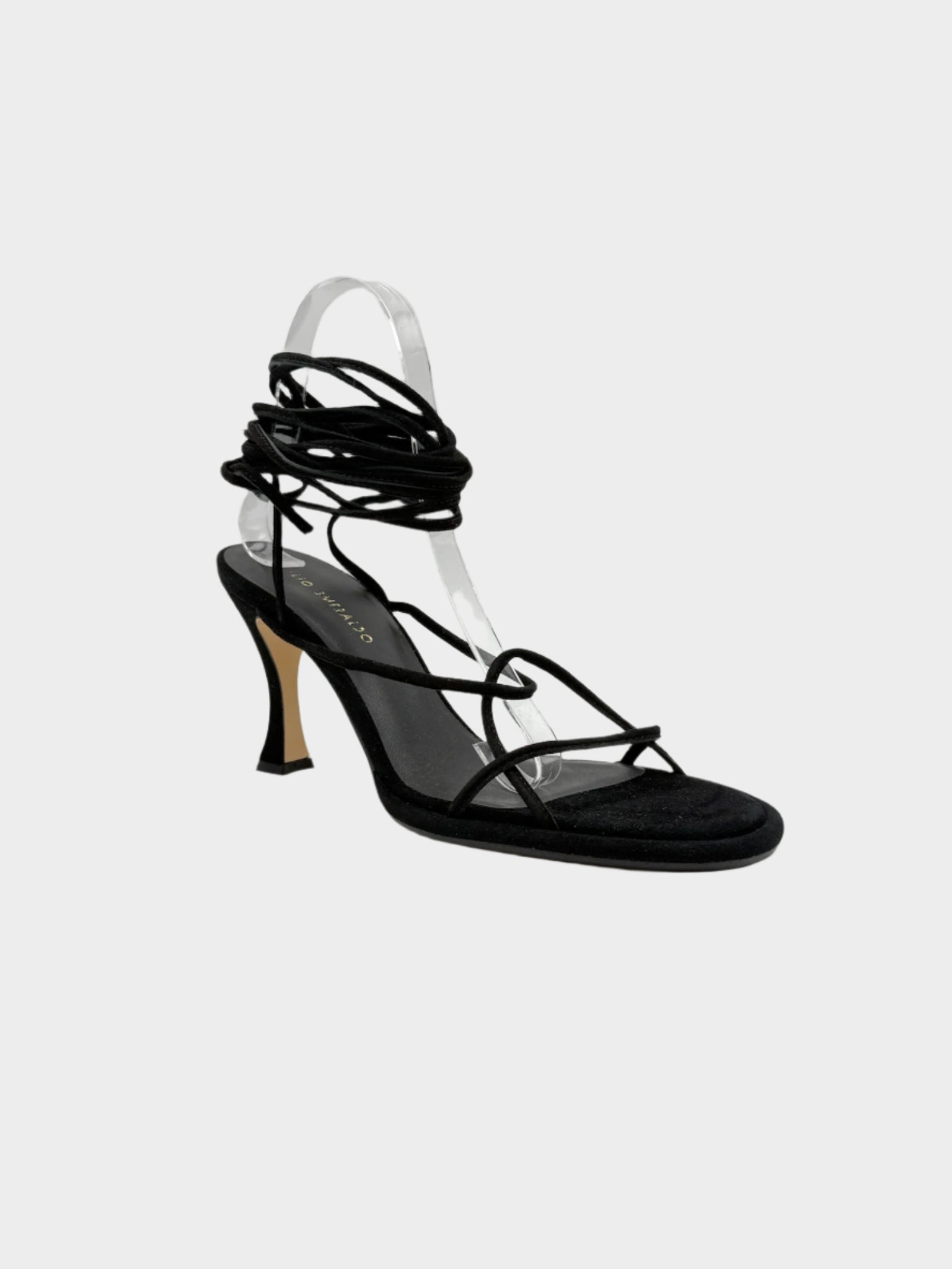 Sandali neri in suede con lacci