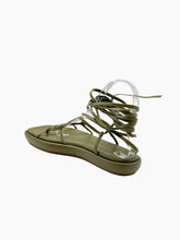 Green Leather Flat Sandals with Laces -  | dBlank