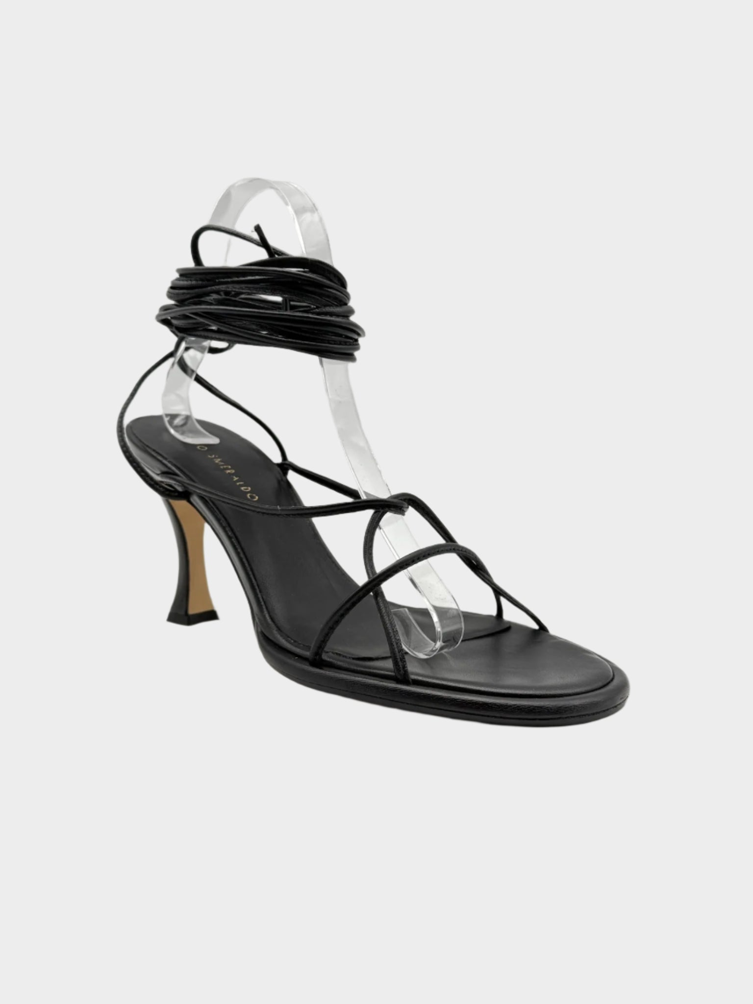 Sandali Neri In Pelle Con Lacci