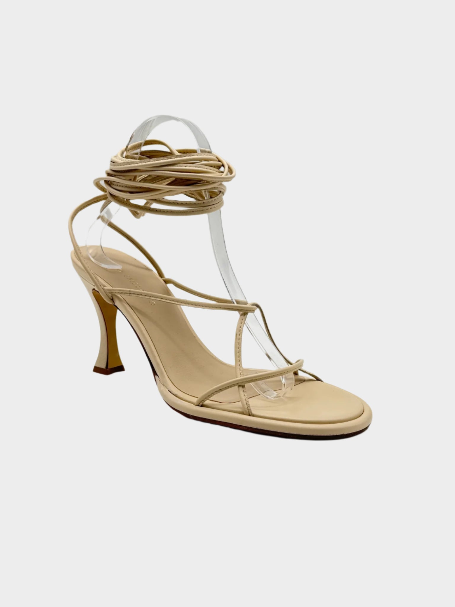 Sandali Biege In Pelle Con Lacci