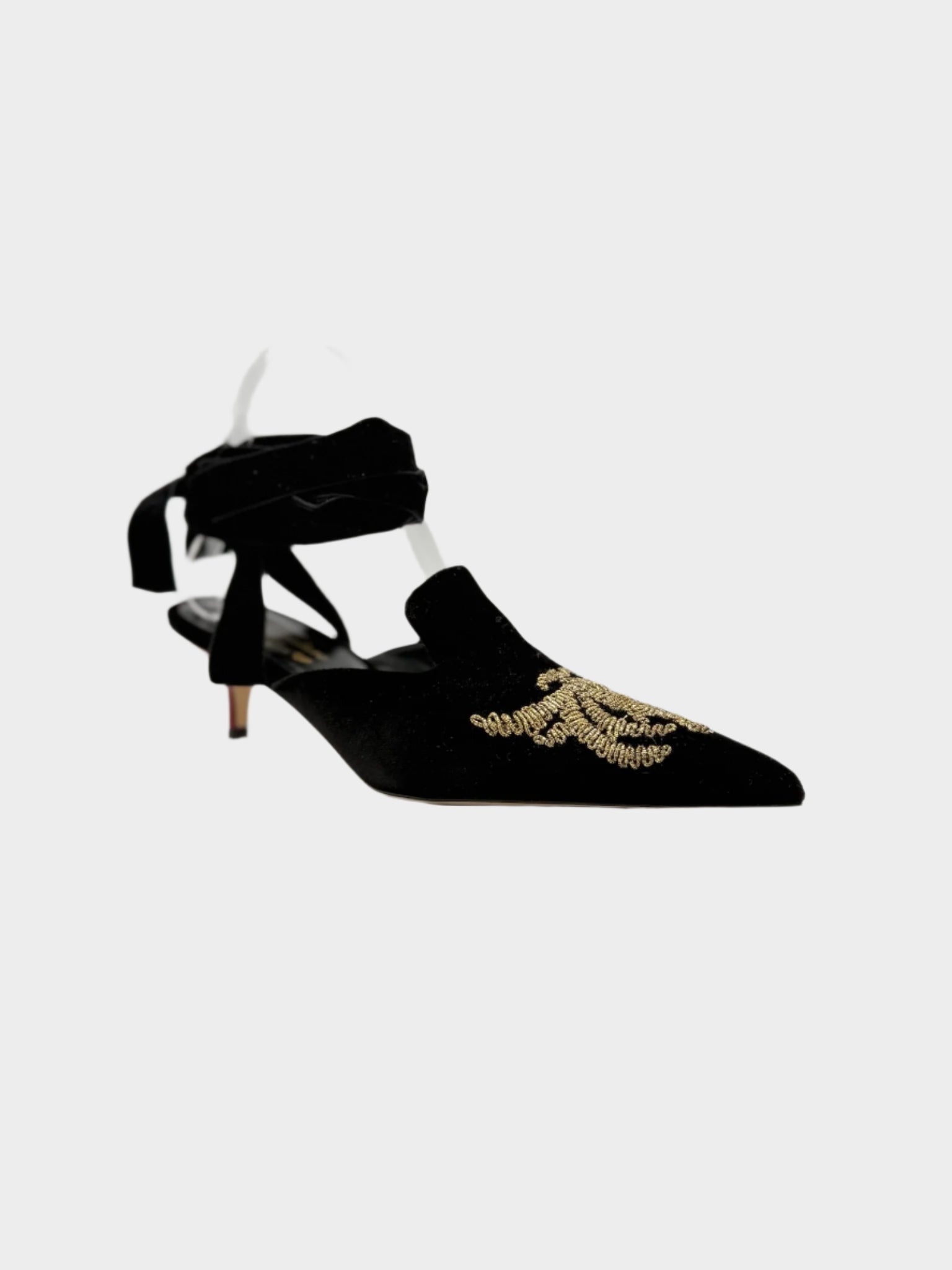 Mules Nere In Velluto Con Ricamo