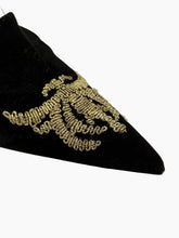 Black Velvet Mules with Embroidery -  | dBlank