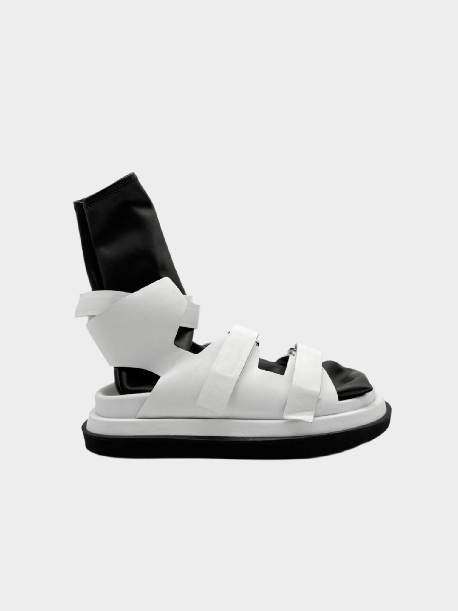 White Sandals With Removable Leather Sock