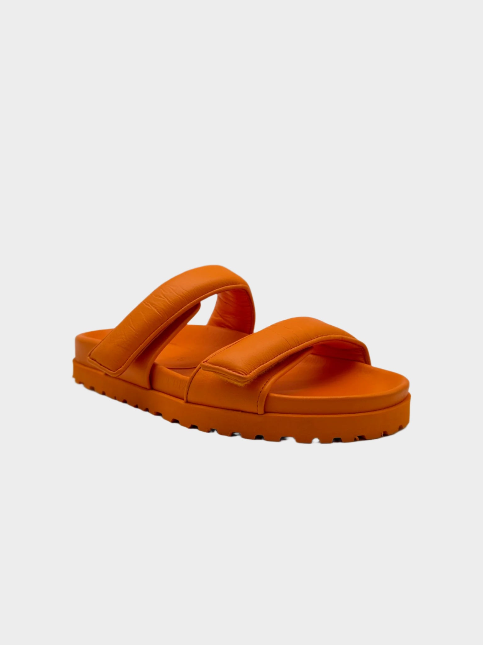 Orange Leather Sandals with Double Strap