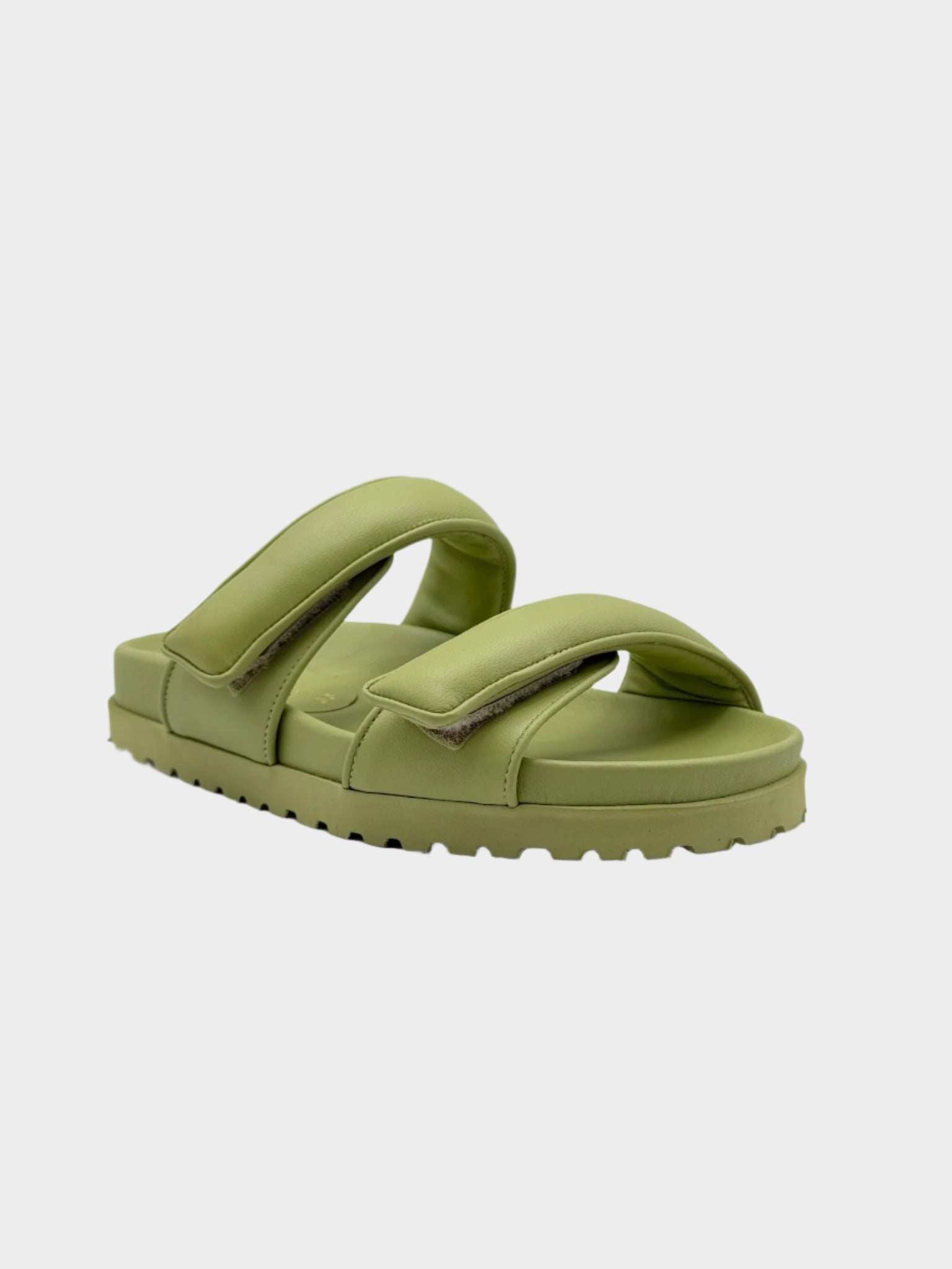 Green Leather Sandals With Double Strap
