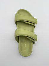 Green Leather Sandals With Double Strap -  | dBlank