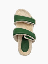 Cream Cotton Sponge Sandals with Green Inserts -  | dBlank