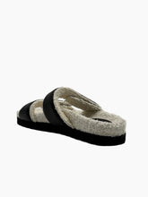 Cream Cotton Sponge Sandals with Black Inserts -  | dBlank