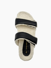 Cream Cotton Sponge Sandals with Black Inserts -  | dBlank