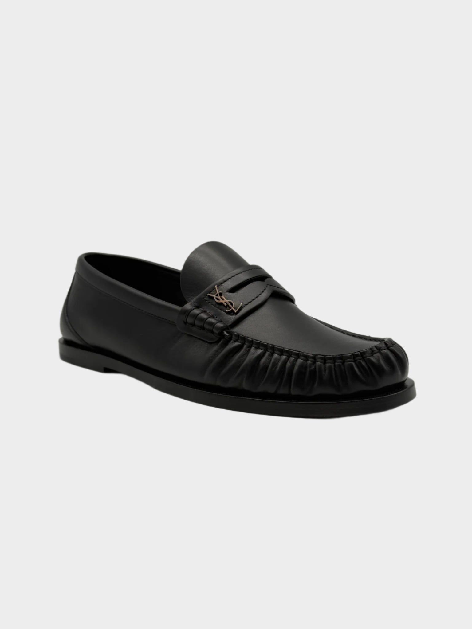 Mocassini Neri In Pelle Con Logo YSL