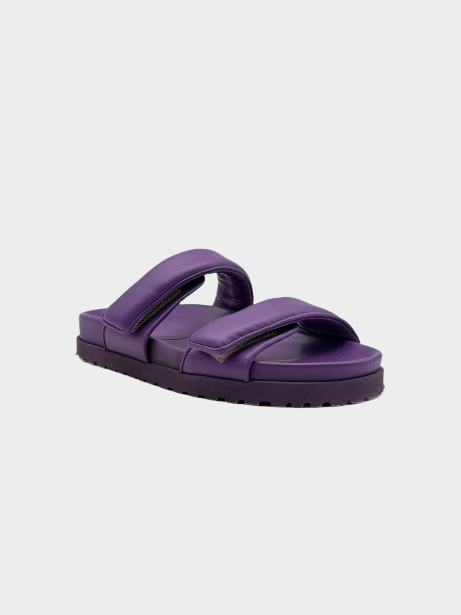 Purple Leather Sandals With Double Strap