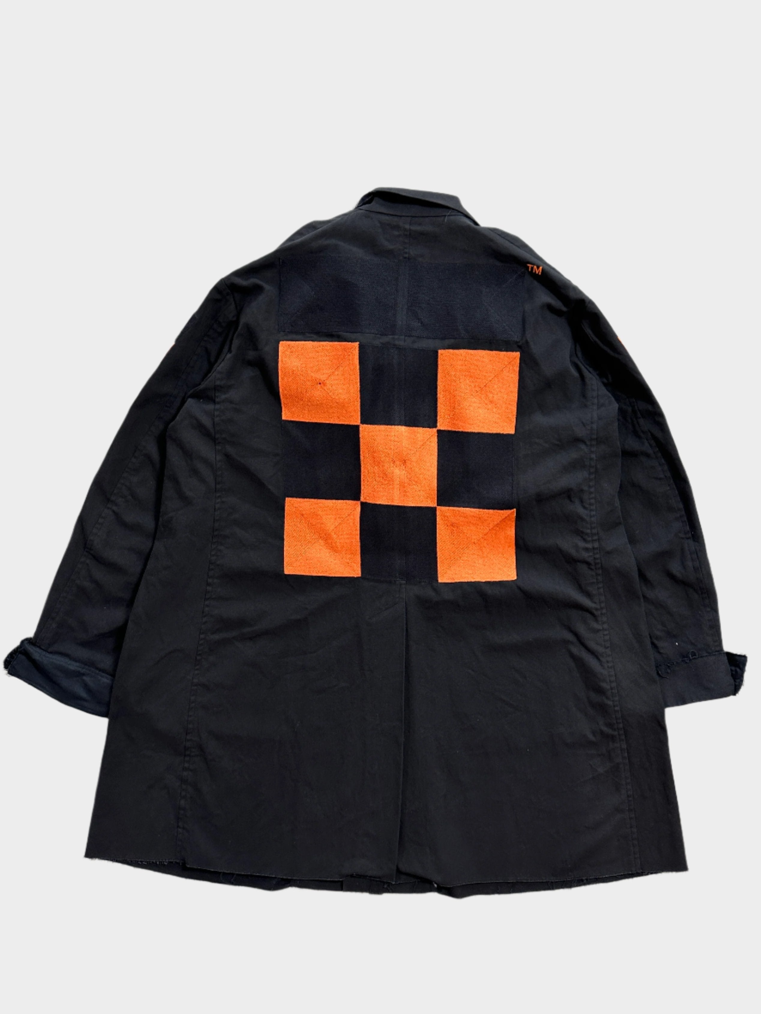 Checked Denim Coat