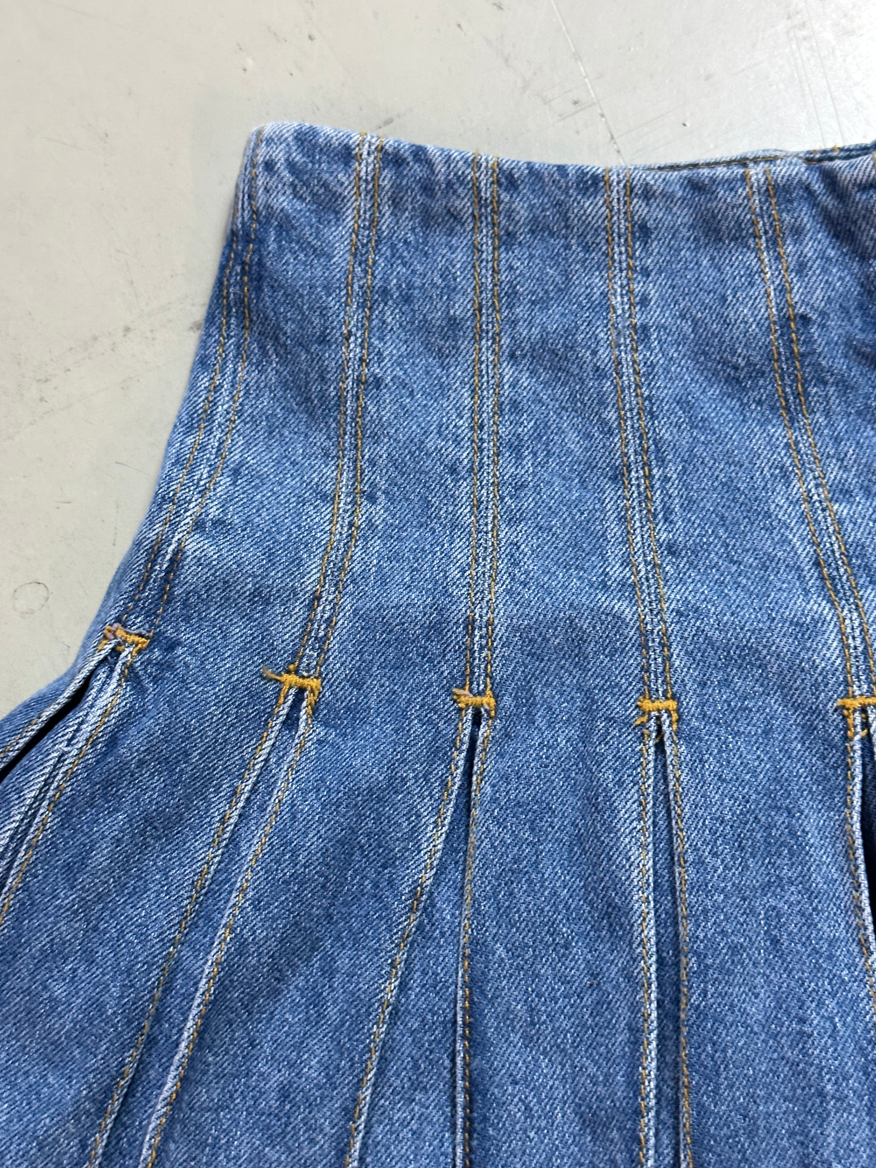 Denim Pleated Mini Skirt