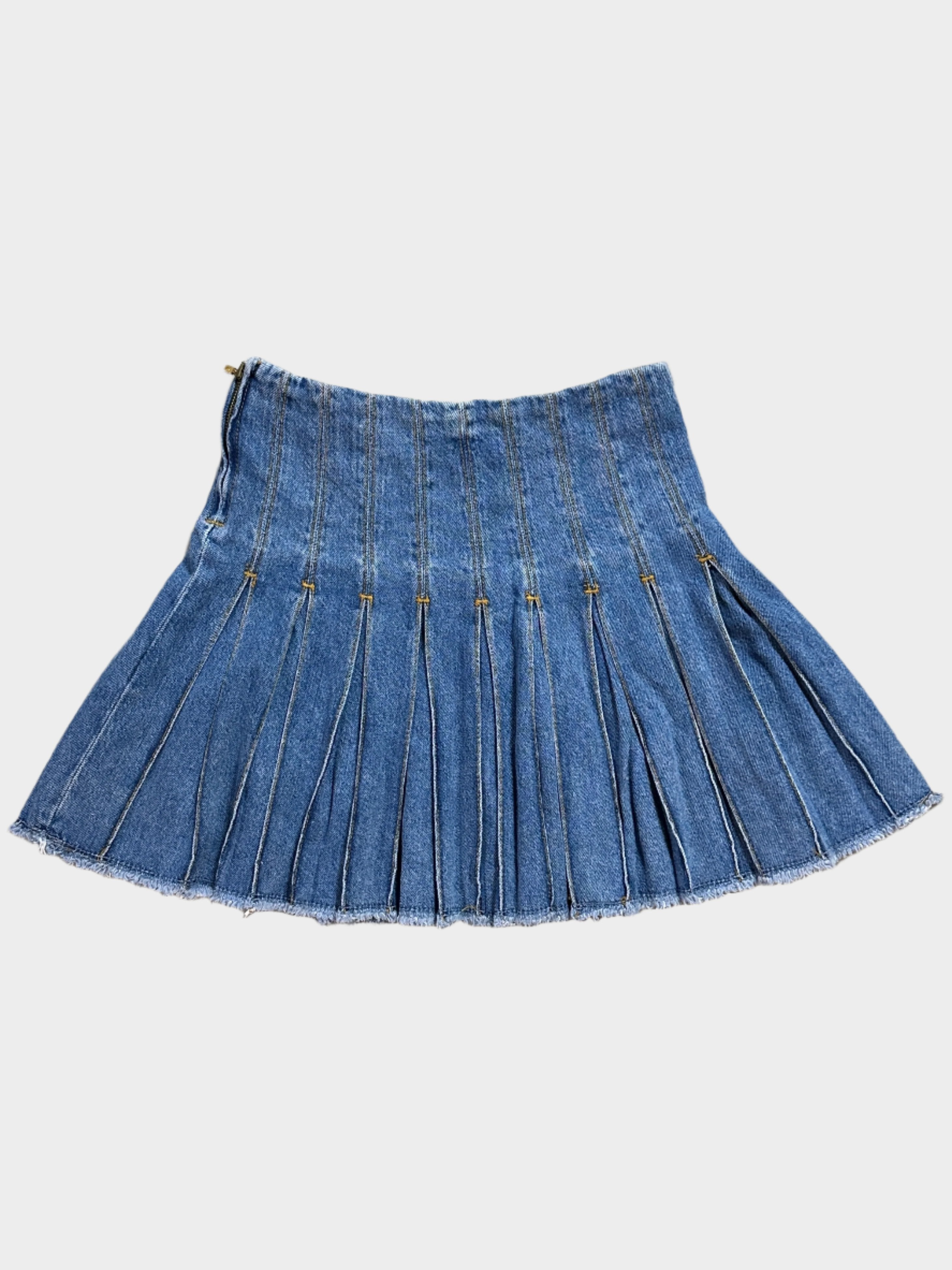 Denim Pleated Mini Skirt