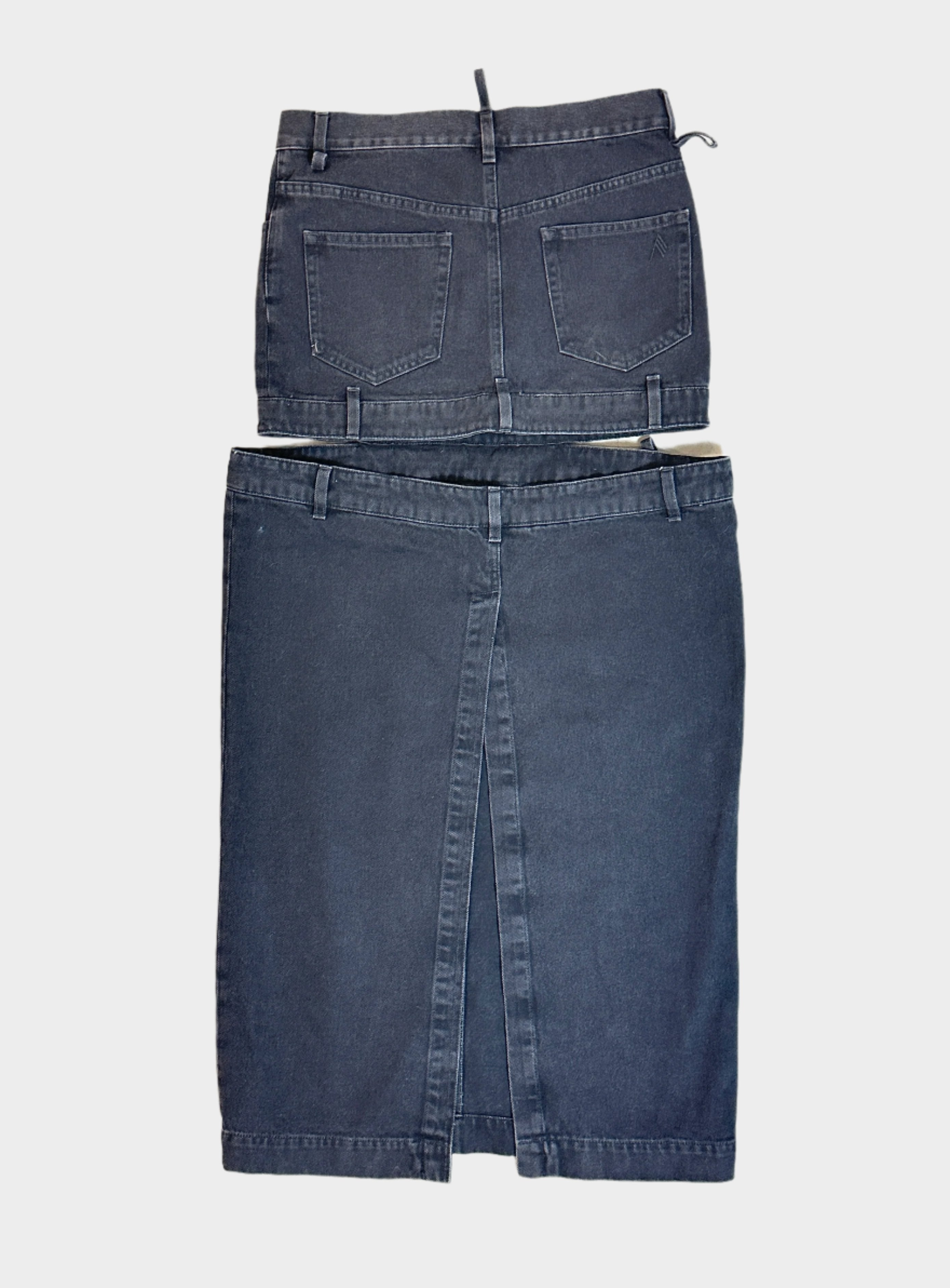 Cut-out Long Denim Skirt